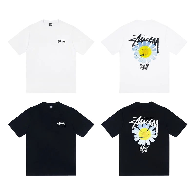 Stüssy lilleline T-särk mustvalge