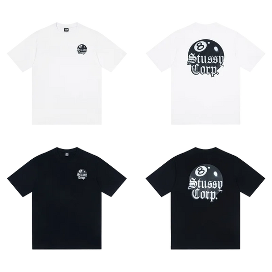 Stüssy 8ball corp T-Shirt black and white