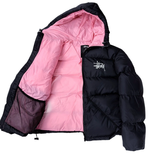 Stüssy jope must roosa sisuga